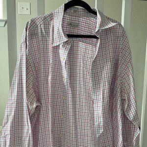 Peter Millar Pink and White Plaid Shirt